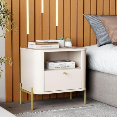 Jogo De Mesa De Cabeceira Bali Off White Dourado