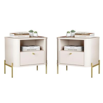 Jogo De Mesa De Cabeceira Bali Off White Dourado