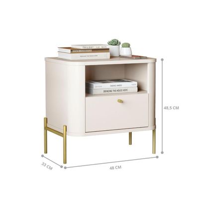 Jogo De Mesa De Cabeceira Bali Off White Dourado