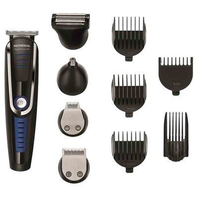 Aparador de Pelos Mondial Super Groom 10 em 1 BG-03 Sem Fio Preto/Azul / Bivolt