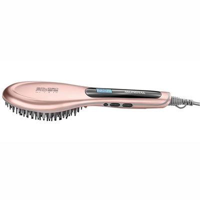 Escova Alisadora Mondial EA02 com Emissão de Íons e Cabo Giratório 230°C Rosa / Bivolt