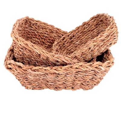 Conjunto de Cestas em Fibra Natural L`Hermitage 23371 Retangulares 3 Peças Marrom