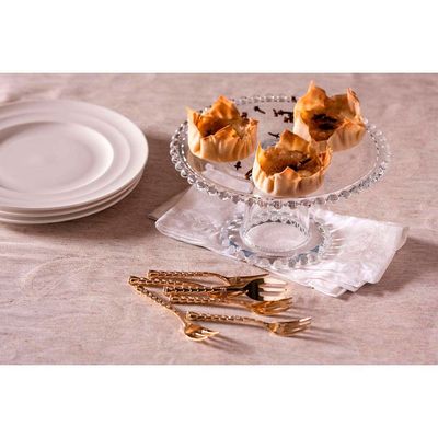 Prato para Bolo Pearl com Pedestal em Cristal 31 cm Wolff Transparente