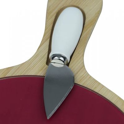 Jogo Tábua e Faca Cheese em Bambu e Vidro Dynasty 2 Peças Vermelho