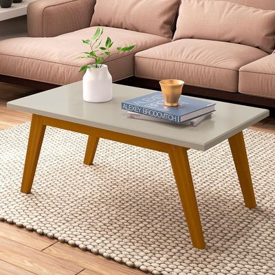Mesa de Centro Patrimar Laila Off White com Cedro