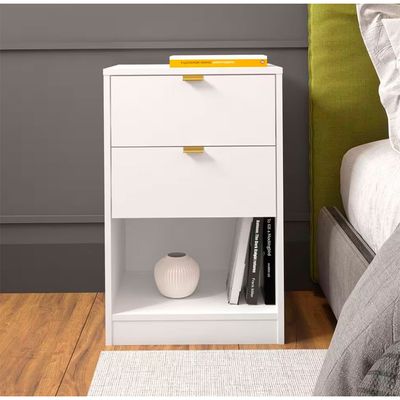 Mesa de Cabeceira Bartira Diplomata com 2 Gavetas Branco
