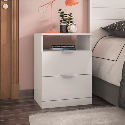 Mesa de Cabeceira Versatti com 2 Gavetas Bartira Branco