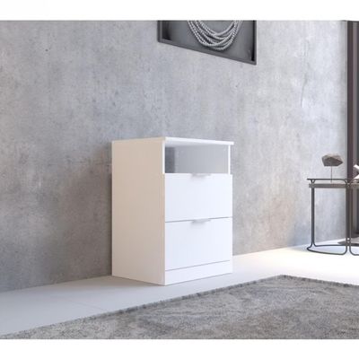 Mesa de Cabeceira Versatti com 2 Gavetas Bartira Branco