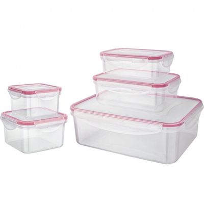 Conjunto de Potes Herméticos Euro Home PLA3604-VM em Plástico 5 Peças Vermelho com Transparente