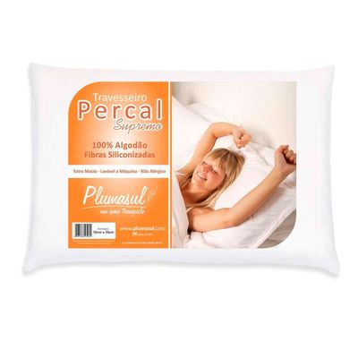 Travesseiros Plumasul FibraSiliconizada em Percal 180 Fios 50 x 70 cm Brancos - 4 Unidades Branco