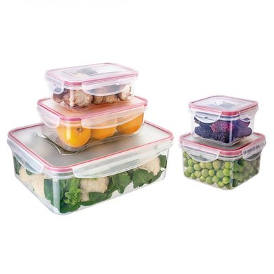 Conjunto de Potes Herméticos Euro Home PLA3604-VM em Plástico 5 Peças Vermelho com Transparente