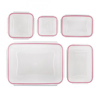 Conjunto de Potes Herméticos Euro Home PLA3604-VM em Plástico 5 Peças Vermelho com Transparente