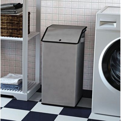 Cesto Desmontável com Tampa para Roupas Euro Home em TNT e Papelão  64 cm Cinza
