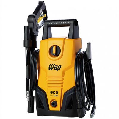 Lavadora de Alta Pressão Wap Eco Fit 2200 1500PSI Econômica com Jato de Água Leque e Concentrado e Sistema Stop Total 1400W Preto com Amarelo / 220V