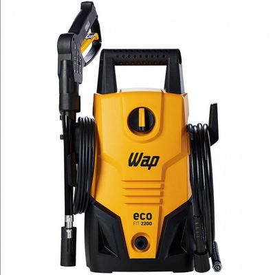 Lavadora de Alta Pressão Wap Eco Fit 2200 1500PSI Econômica com Jato de Água Leque e Concentrado e Sistema Stop Total 1400W Preto com Amarelo / 220V