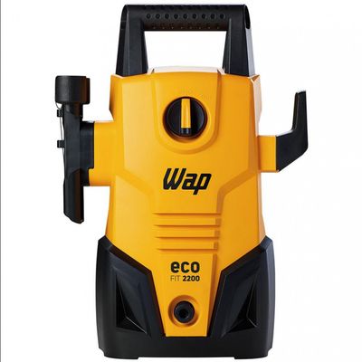 Lavadora de Alta Pressão Wap Eco Fit 2200 1500PSI Econômica com Jato de Água Leque e Concentrado e Sistema Stop Total 1400W Preto com Amarelo / 220V