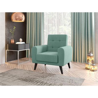 Poltrona Cora Plush e Pés Palito Matrix Menta