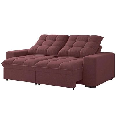 Sofá 3 Lugares Retrátil/Reclinável Linoforte Benetton com Revestimento em Suede Vermelho