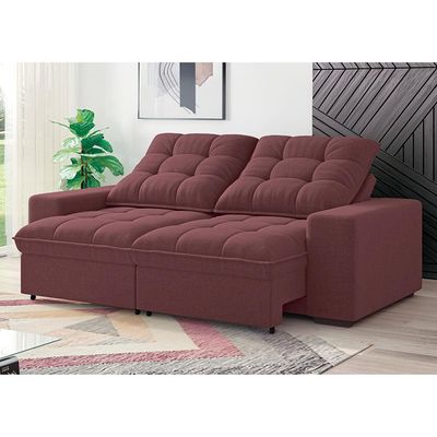 Sofá 3 Lugares Retrátil/Reclinável Linoforte Benetton com Revestimento em Suede Vermelho