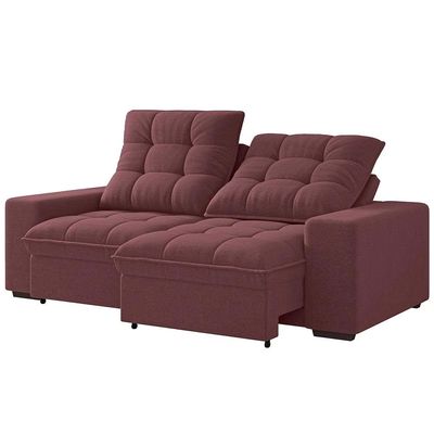 Sofá 3 Lugares Retrátil/Reclinável Linoforte Benetton com Revestimento em Suede Vermelho