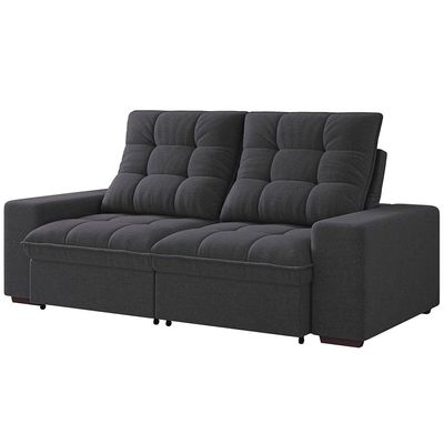 Sofá 3 Lugares Retrátil/Reclinável Linoforte Benetton com Revestimento em Suede Grafite