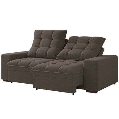 Sofá 3 Lugares Retrátil/Reclinável Linoforte Benetton com Revestimento em Suede Castor