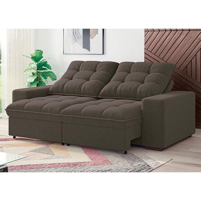 Sofá 3 Lugares Retrátil/Reclinável Linoforte Benetton com Revestimento em Suede Castor