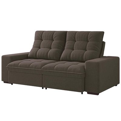 Sofá 3 Lugares Retrátil/Reclinável Linoforte Benetton com Revestimento em Suede Castor
