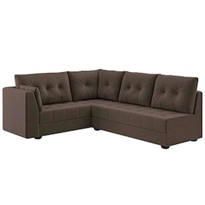 Sofá de Canto 6 Lugares Linoforte Toronto com Revestimento em tecido Suede Castor