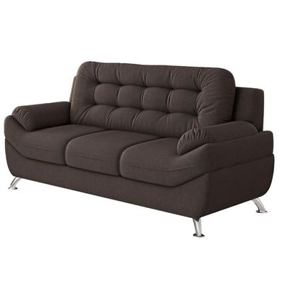 Sofá 3 e 2 Lugares Mercury em Tecido Suede Linoforte Marrom
