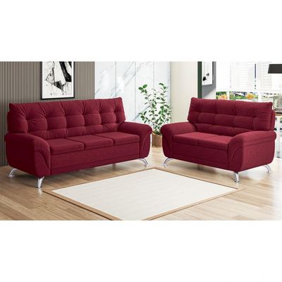 Sofá 3 e 2 Lugares Arezzo em Suede Linoforte Vermelho