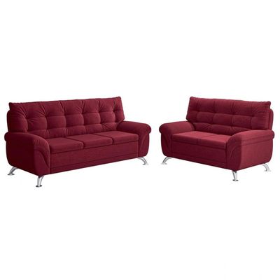Sofá 3 e 2 Lugares Arezzo em Suede Linoforte Vermelho