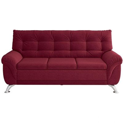 Sofá 3 Lugares Arezzo em Suede Linoforte Vermelho
