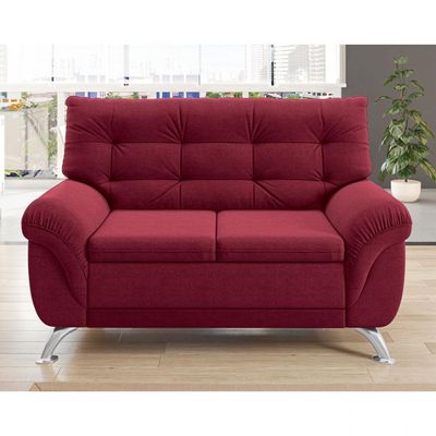 Sofá 2 Lugares Arezzo Revestido em Suede Linoforte Vermelho