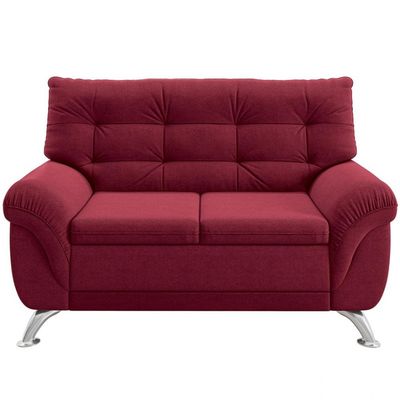 Sofá 2 Lugares Arezzo Revestido em Suede Linoforte Vermelho