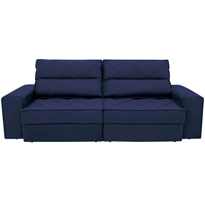 Sofá 4 Lugares Fassatti Retrátil e Reclinável em Suede Linoforte Azul Marinho