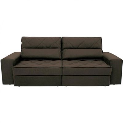 Sofá 4 Lugares Fassatti Retrátil e Reclinável em Suede Linoforte Marrom