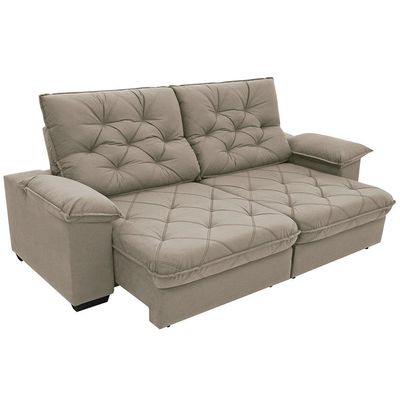 Sofá 4 Lugares Linoforte Luggero Retrátil e Reclinável Revestido em Tecido Suede com 230cm de Largura Areia