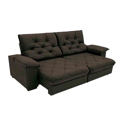 Sofá 4 Lugares Linoforte Luggero Retrátil e Reclinável Revestido em Tecido Suede com 230cm de Largura Marrom