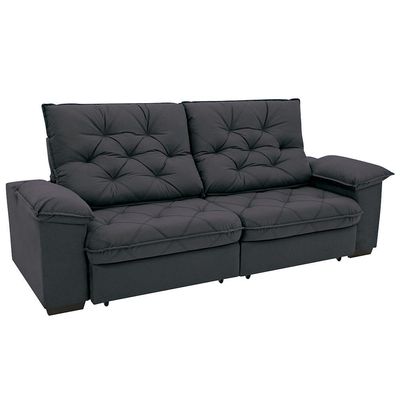Sofá 4 Lugares Linoforte Luggero Retrátil e Reclinável Revestido em Tecido Suede com 230cm de Largura Grafite