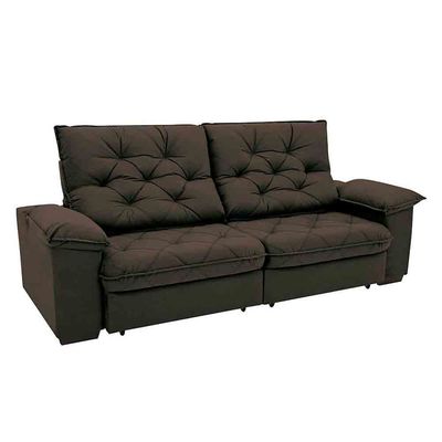 Sofá 4 Lugares Linoforte Luggero Retrátil e Reclinável Revestido em Tecido Suede com 230cm de Largura Marrom