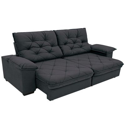 Sofá 4 Lugares Linoforte Luggero Retrátil e Reclinável Revestido em Tecido Suede com 230cm de Largura Grafite