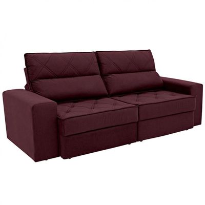 Sofá 3 Lugares Fassatti Retrátil e Reclinável em Suede Linoforte Vermelho Carmim