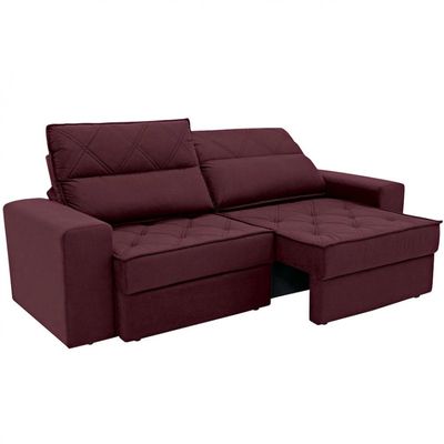 Sofá 3 Lugares Fassatti Retrátil e Reclinável em Suede Linoforte Vermelho Carmim