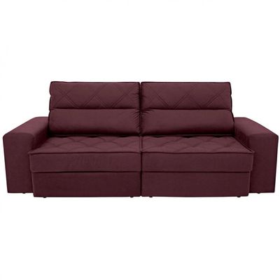 Sofá 3 Lugares Fassatti Retrátil e Reclinável em Suede Linoforte Vermelho Carmim