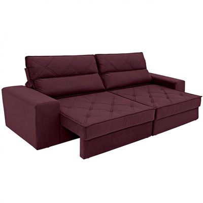 Sofá 3 Lugares Fassatti Retrátil e Reclinável em Suede Linoforte Vermelho Carmim