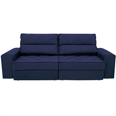 Sofá 3 Lugares Fassatti Retrátil e Reclinável em Suede Linoforte Azul Marinho