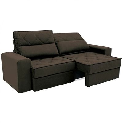 Sofá 3 Lugares Fassatti Retrátil e Reclinável em Suede Linoforte Marrom