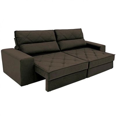Sofá 3 Lugares Fassatti Retrátil e Reclinável em Suede Linoforte Marrom
