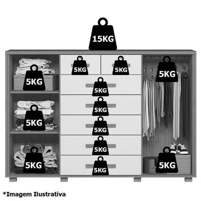 Cômoda Sapateira Grande 7 Gavetas 2 Portas Mdp Mdf Santana Freijó Titanium
